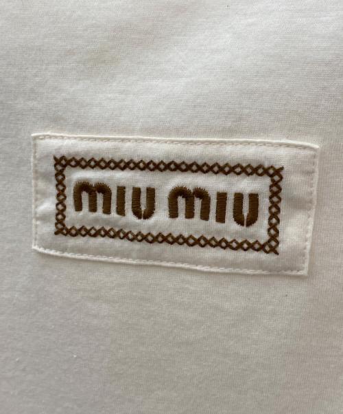 MIU MIU（ミュウミュウ）MIU MIU (ミュウミュウ) Embroidery Cotton Jersey Cropped Tee ベージュ サイズ:Mの古着・服飾アイテム