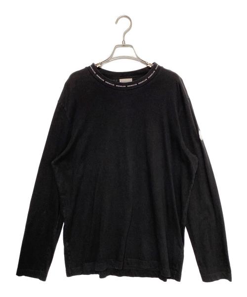 MONCLER（モンクレール）MONCLER (モンクレール) ネックロゴ長袖Tシャツ ブラック サイズ:Lの古着・服飾アイテム