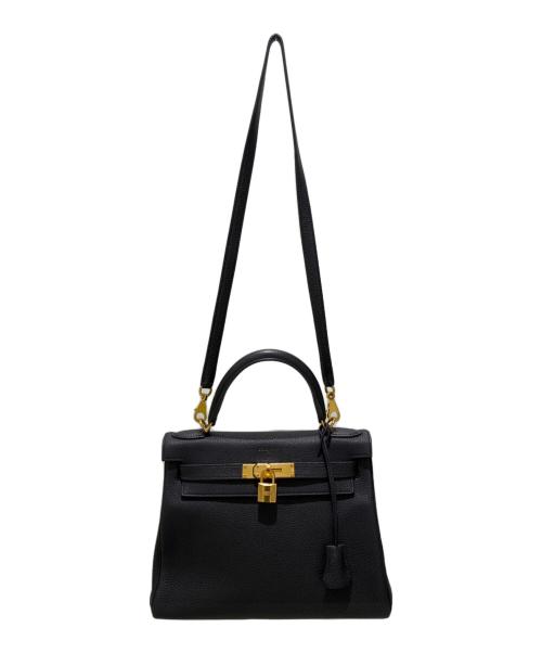 HERMES（エルメス）HERMES (エルメス) ケリー28/内縫い/ゴールド金具/トゴ/ブラック/Y刻印 ブラック サイズ:28の古着・服飾アイテム
