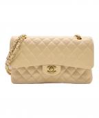 CHANELシャネル）の古着「マトラッセ25/Wフラップチェーンショルダーバッグ」｜ベージュ