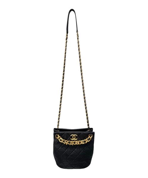 CHANEL（シャネル）CHANEL (シャネル) チェーンバゲットバッグ ブラック×ゴールド金具の古着・服飾アイテム