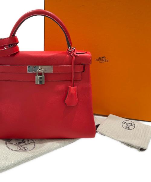 HERMES（エルメス）HERMES (エルメス) ケリー28/内縫い/シルバー金具/エバーカラー/レッド系/D刻印:2019年製 レッド系 サイズ:28の古着・服飾アイテム
