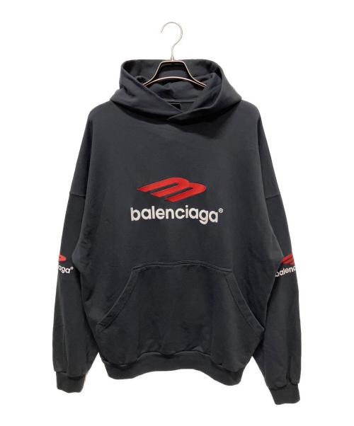 BALENCIAGA（バレンシアガ）BALENCIAGA (バレンシアガ) Balenciaga Black Letter Print Hoodie/ロゴパーカー/スポーツアイコンパーカー ネイビー サイズ:3の古着・服飾アイテム