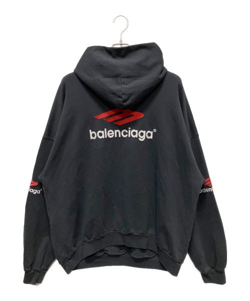 BALENCIAGA（バレンシアガ）BALENCIAGA (バレンシアガ) Balenciaga Black Letter Print Hoodie/ロゴパーカー/スポーツアイコンパーカー ネイビー サイズ:3の古着・服飾アイテム