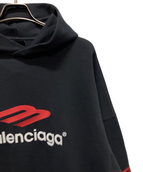 BALENCIAGA（バレンシアガ）BALENCIAGA (バレンシアガ) Balenciaga Black Letter Print Hoodie/ロゴパーカー/スポーツアイコンパーカー ネイビー サイズ:3の古着・服飾アイテム