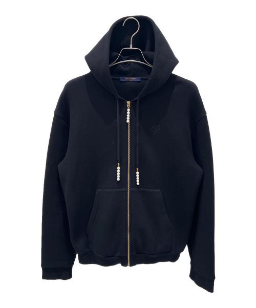 LOUIS VUITTON（ルイ ヴィトン）LOUIS VUITTON (ルイ ヴィトン) エンブロイダードジャージージップスルーフーディ ブラック サイズ:Lの古着・服飾アイテム