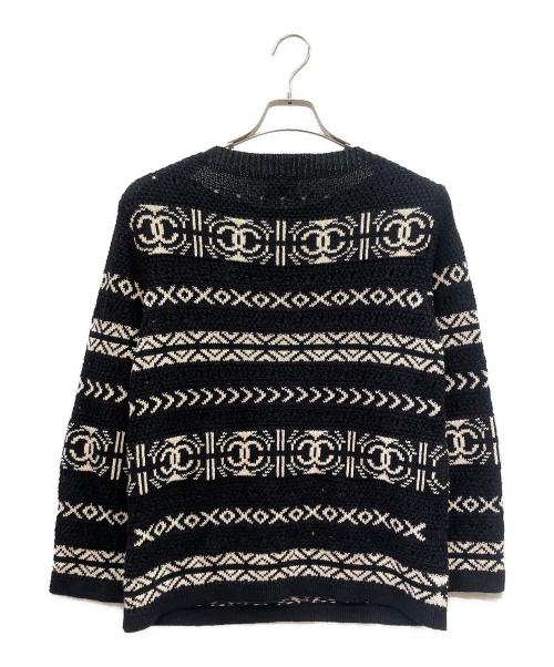 CHANEL（シャネル）CHANEL (シャネル) ココマークボタン ボートネック ニット ブラック サイズ:34の古着・服飾アイテム