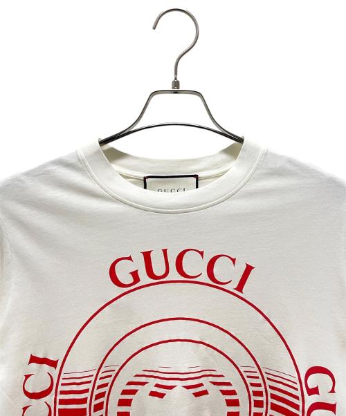 GUCCI（グッチ）GUCCI (グッチ) フロントロゴS/S Tシャツ ホワイト×レッド サイズ:Sの古着・服飾アイテム