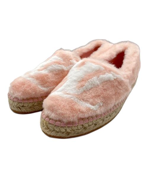 LOUIS VUITTON（ルイ ヴィトン）LOUIS VUITTON (ルイ ヴィトン) Seashore Line LV Logo Espadrillesシーショア ライン LV ロゴ エスパドリーユ/エコファースリッポン ピンク サイズ:37の古着・服飾アイテム