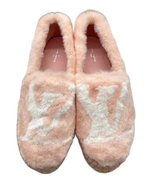 LOUIS VUITTON（ルイ ヴィトン）LOUIS VUITTON (ルイ ヴィトン) Seashore Line LV Logo Espadrillesシーショア ライン LV ロゴ エスパドリーユ/エコファースリッポン ピンク サイズ:37の古着・服飾アイテム