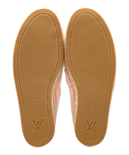 LOUIS VUITTON（ルイ ヴィトン）LOUIS VUITTON (ルイ ヴィトン) Seashore Line LV Logo Espadrillesシーショア ライン LV ロゴ エスパドリーユ/エコファースリッポン ピンク サイズ:37の古着・服飾アイテム