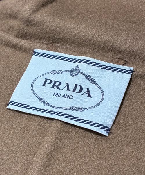PRADA（プラダ）PRADA (プラダ) 三角プレート カシミアフーデッドジャケット ブラウン サイズ:40の古着・服飾アイテム