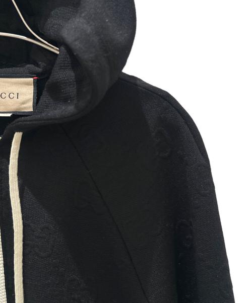 GUCCI（グッチ）GUCCI (グッチ) GGジャガードジップパーカー ブラック サイズ:Mの古着・服飾アイテム