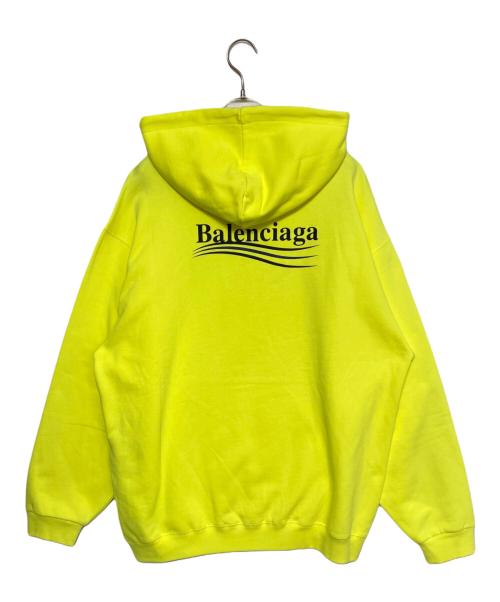 BALENCIAGA（バレンシアガ）BALENCIAGA (バレンシアガ) キャンペーンロゴプリントプルオーバーパーカー イエロー サイズ:Lの古着・服飾アイテム