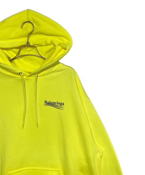 BALENCIAGA（バレンシアガ）BALENCIAGA (バレンシアガ) キャンペーンロゴプリントプルオーバーパーカー イエロー サイズ:Lの古着・服飾アイテム