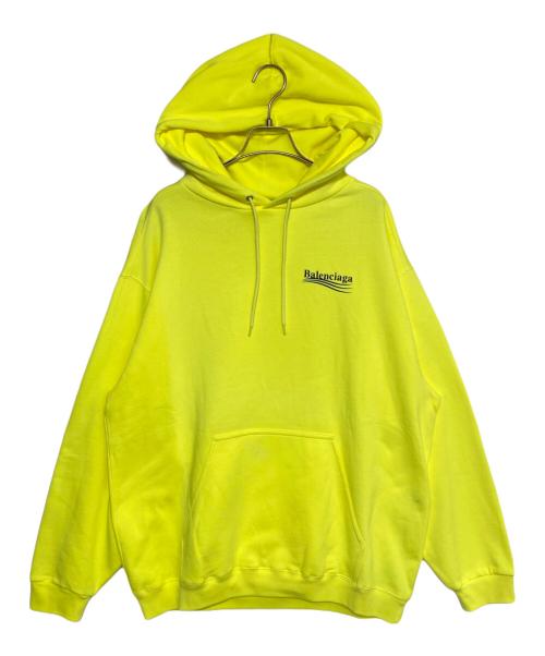 BALENCIAGA（バレンシアガ）BALENCIAGA (バレンシアガ) キャンペーンロゴプリントプルオーバーパーカー イエロー サイズ:Lの古着・服飾アイテム