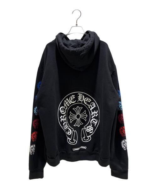 CHROME HEARTS（クロムハーツ）CHROME HEARTS (クロムハーツ) Multicolor Sleeve Logo Horseshoe Pullover マルチカラー スリーブロゴ ホースシュー プルオーバー パーカー ブラック サイズ:Lの古着・服飾アイテム