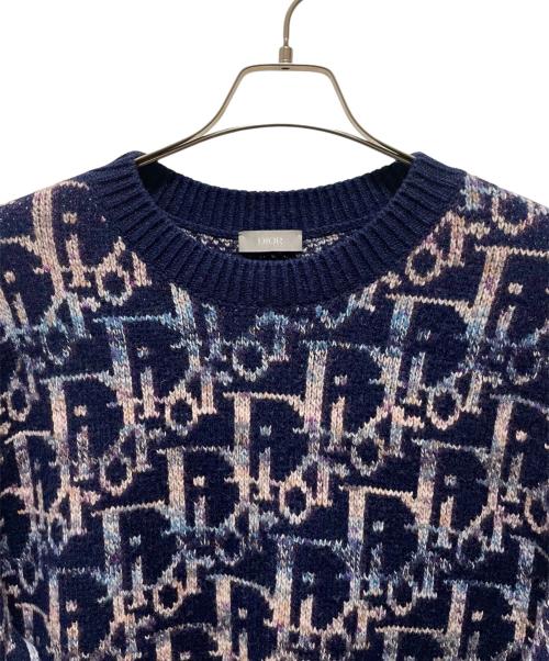 Christian Dior（クリスチャン ディオール）Christian Dior (クリスチャン ディオール) オブリークジャガードニット ネイビー サイズ:XLの古着・服飾アイテム