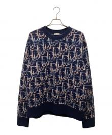 Christian Dior（クリスチャン ディオール）の古着「オブリークジャガードニット」｜ネイビー
