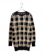 CHANELシャネル）の古着「ココプレート チェック柄 ニットチュニック P72910K10479」｜ブラック