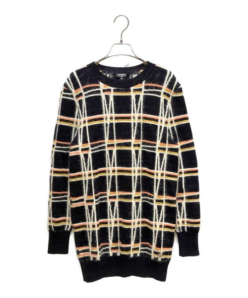 CHANEL（シャネル）CHANEL (シャネル) ココプレート チェック柄 ニットチュニック P72910K10479 ブラック サイズ:36の古着・服飾アイテム