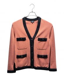 CHANEL（シャネル）の古着「ココボタンカシミヤニットカーディガン」｜ピンク×ブラック