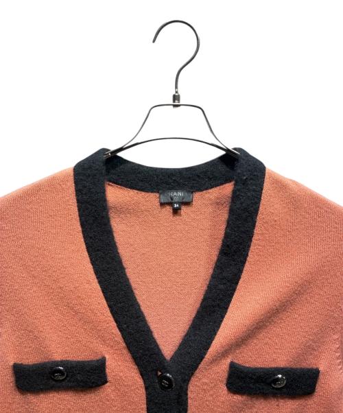 CHANEL（シャネル）CHANEL (シャネル) ココボタンカシミヤニットカーディガン ピンク×ブラック サイズ:34の古着・服飾アイテム