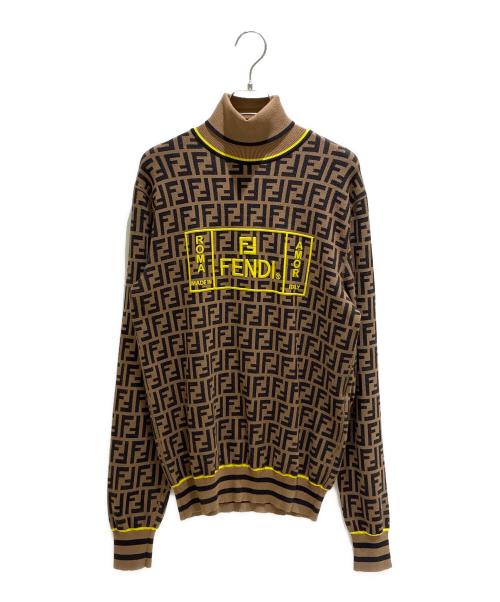 FENDI（フェンディ）FENDI (フェンディ) ズッカロゴタートルネックニット　FZZ482 A8BJ ブラウン サイズ:46の古着・服飾アイテム