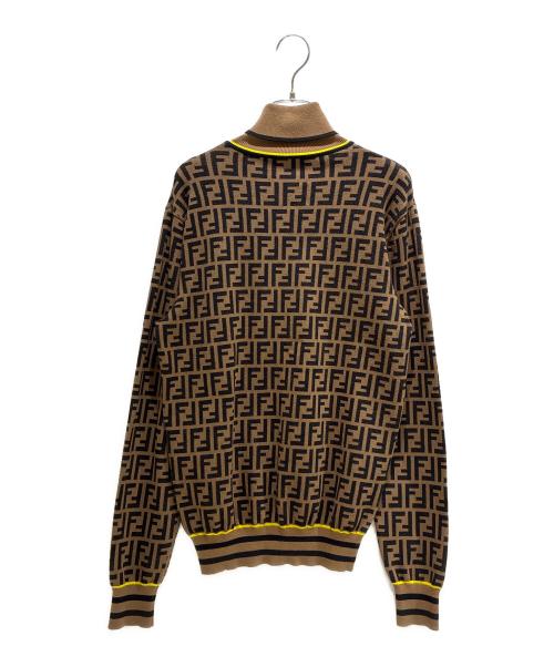 FENDI（フェンディ）FENDI (フェンディ) ズッカロゴタートルネックニット　FZZ482 A8BJ ブラウン サイズ:46の古着・服飾アイテム