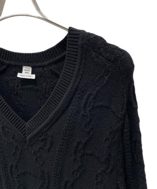 HERMES（エルメス）HERMES (エルメス) カシミヤ混シェーヌダンクルニットワンピース ブラック サイズ:34の古着・服飾アイテム