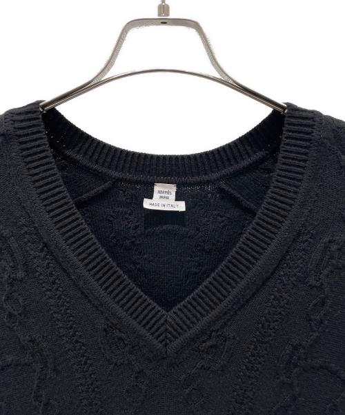 HERMES（エルメス）HERMES (エルメス) カシミヤ混シェーヌダンクルニットワンピース ブラック サイズ:34の古着・服飾アイテム