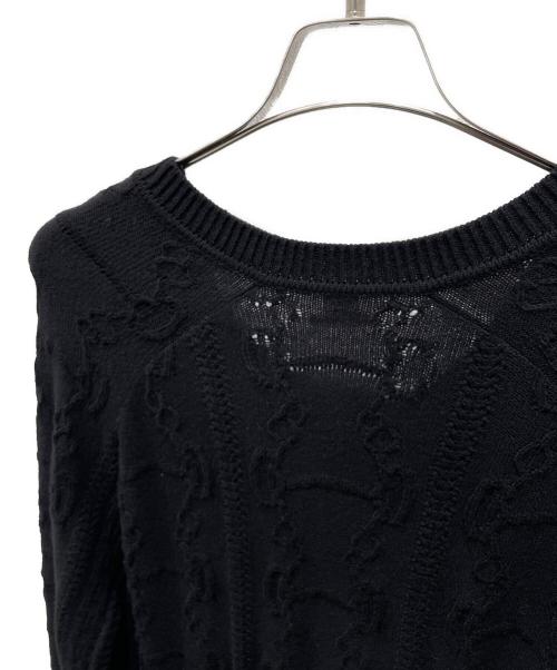 HERMES（エルメス）HERMES (エルメス) カシミヤ混シェーヌダンクルニットワンピース ブラック サイズ:34の古着・服飾アイテム