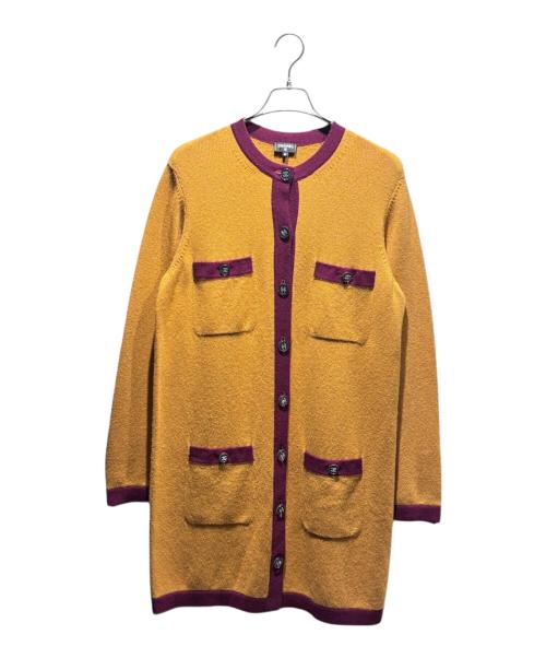 CHANEL（シャネル）CHANEL (シャネル) ココボタンカシミヤロングカーディガン ブラウン×ボルドー サイズ:40の古着・服飾アイテム