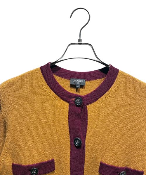 CHANEL（シャネル）CHANEL (シャネル) ココボタンカシミヤロングカーディガン ブラウン×ボルドー サイズ:40の古着・服飾アイテム