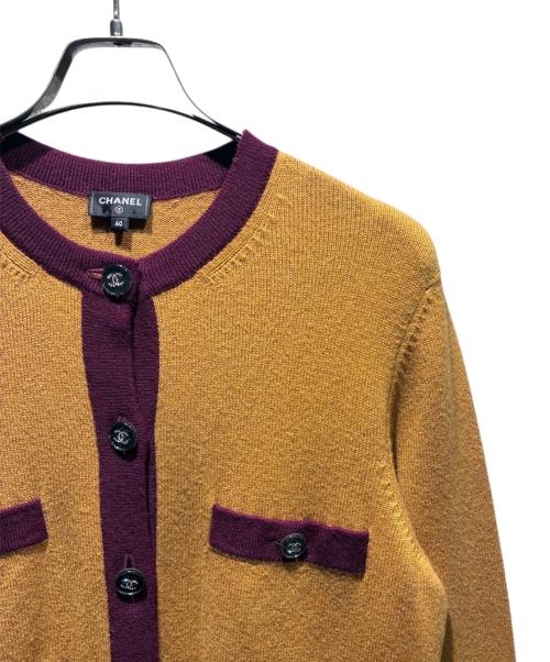 CHANEL（シャネル）CHANEL (シャネル) ココボタンカシミヤロングカーディガン ブラウン×ボルドー サイズ:40の古着・服飾アイテム