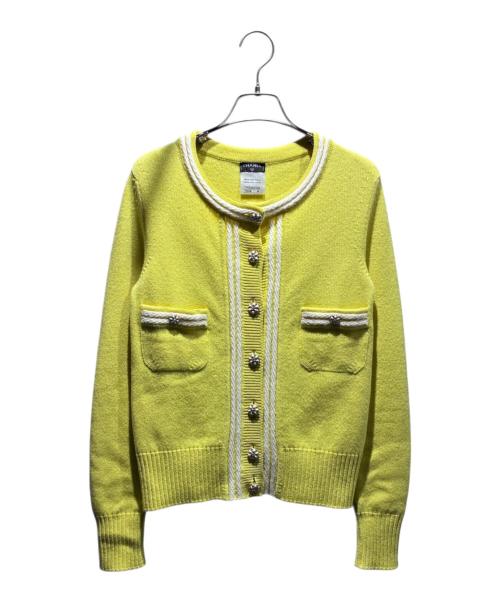 CHANEL（シャネル）CHANEL (シャネル) ココボタンカシミヤカーディガン イエロー サイズ:38の古着・服飾アイテム