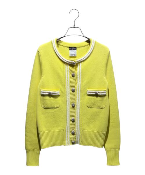 CHANEL（シャネル）CHANEL (シャネル) ココボタンカシミヤカーディガン イエロー サイズ:38の古着・服飾アイテム