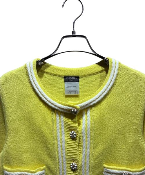 CHANEL（シャネル）CHANEL (シャネル) ココボタンカシミヤカーディガン イエロー サイズ:38の古着・服飾アイテム