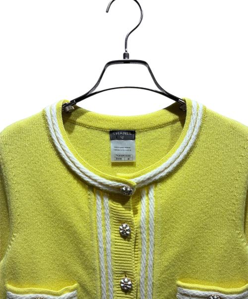 CHANEL（シャネル）CHANEL (シャネル) ココボタンカシミヤカーディガン イエロー サイズ:38の古着・服飾アイテム