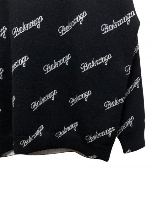 BALENCIAGA（バレンシアガ）BALENCIAGA (バレンシアガ) スクリプトロゴクルーネックニット ブラック サイズ:XSの古着・服飾アイテム