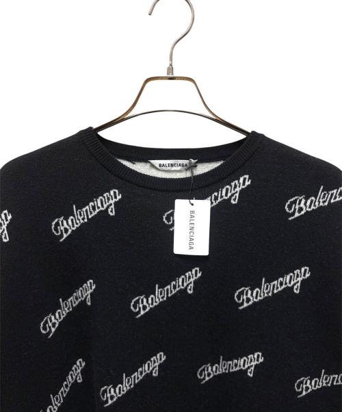 BALENCIAGA（バレンシアガ）BALENCIAGA (バレンシアガ) Script logo crew neck knit/スクリプトロゴクルーネックニット ブラック サイズ:XSの古着・服飾アイテム