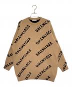 BALENCIAGAバレンシアガ）の古着「オールオーバーロゴニット」｜ベージュ