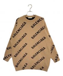 BALENCIAGA（バレンシアガ）の古着「オールオーバーロゴニット」｜ベージュ