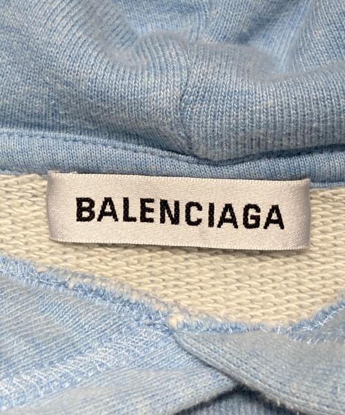 BALENCIAGA（バレンシアガ）BALENCIAGA (バレンシアガ) デザインロゴプリント フード付きパーカー ブルー サイズ:Sの古着・服飾アイテム