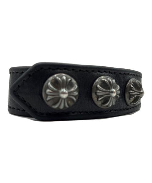 CHROME HEARTS（クロムハーツ）CHROME HEARTS (クロムハーツ) 3BTN 2SNP クロスボール レザーブレスレット ブラック サイズ:-の古着・服飾アイテム