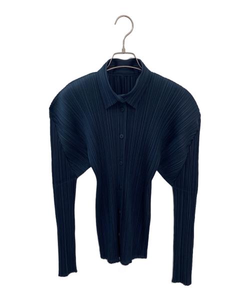 PLEATS PLEASE（プリーツプリーズ）PLEATS PLEASE (プリーツプリーズ) プリーツシャツ ネイビー サイズ:3の古着・服飾アイテム