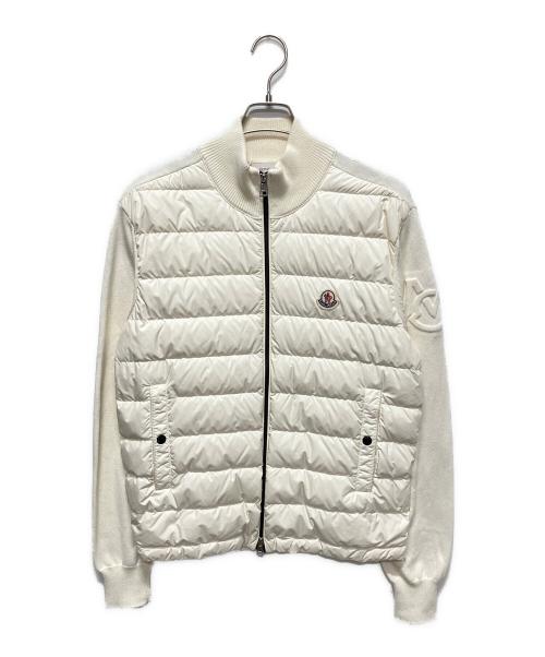 MONCLER（モンクレール）MONCLER (モンクレール) Knit-Panel Down Jacket/ニット切替ダウンジャケット ホワイト サイズ:Mの古着・服飾アイテム