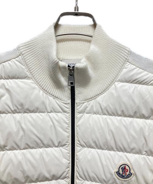 MONCLER（モンクレール）MONCLER (モンクレール) Knit-Panel Down Jacket/ニット切替ダウンジャケット ホワイト サイズ:Mの古着・服飾アイテム