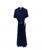 MIU MIUミュウミュウ）の古着「ロゴベルトシルクワンピース」｜ネイビー
