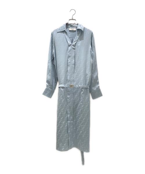 FENDI（フェンディ）FENDI (フェンディ) ズッカシルクワンピース スカイブルー サイズ:38の古着・服飾アイテム